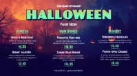 Maximalist dark blue Special Halloween Food Menu Digital Display (16:9) template