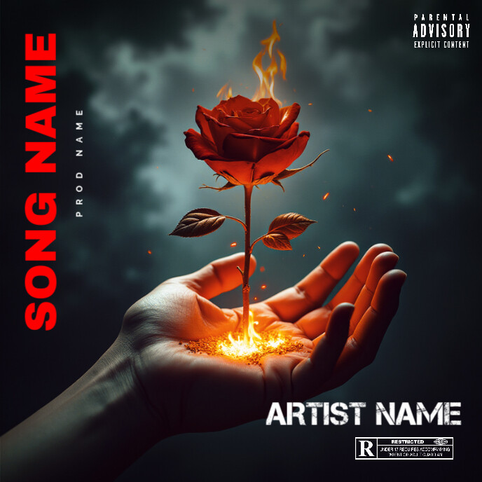 Maximalist Dark Roses Fire Album Cover Template | PosterMyWall