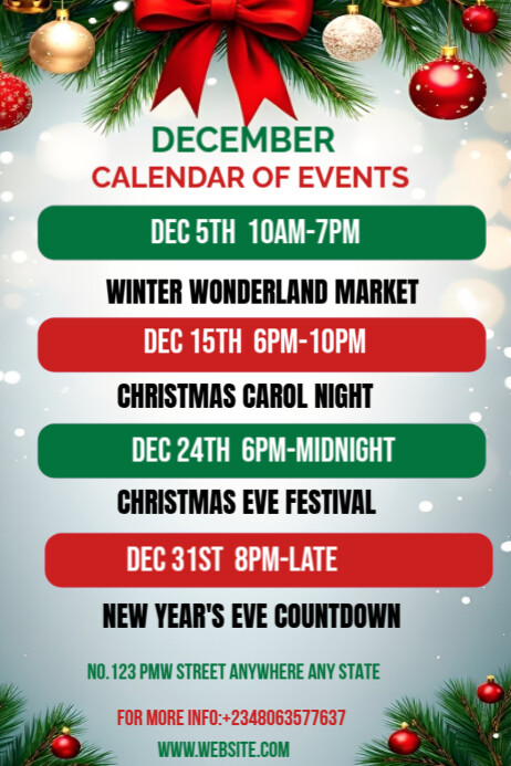 Copy of Maximalist December Upcoming Events Calendar Poster | PosterMyWall
