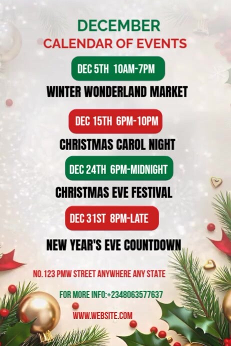 Maximalist December Upcoming Events Poster Template | PosterMyWall
