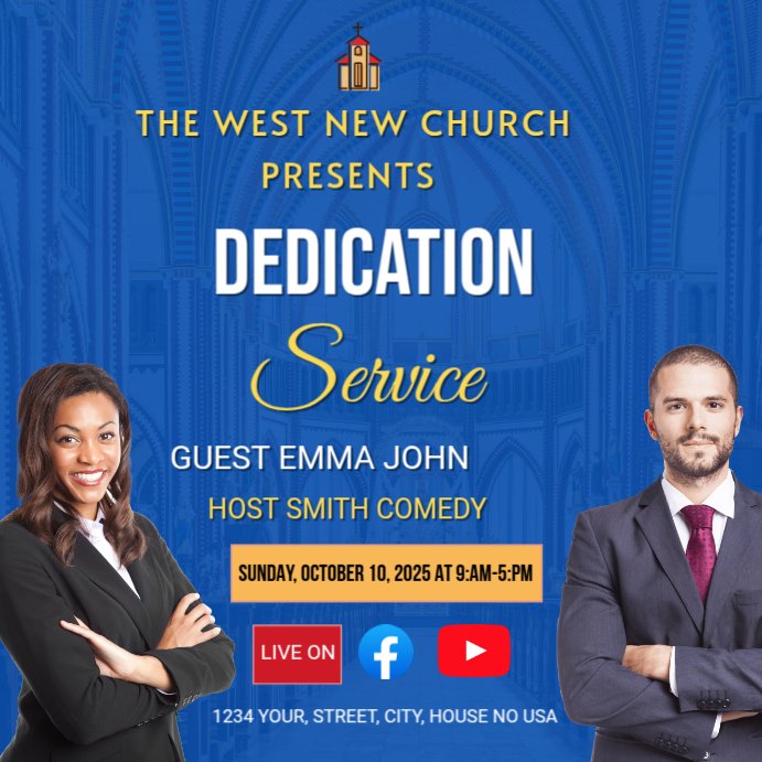 Church Dedication Service Template | PosterMyWall