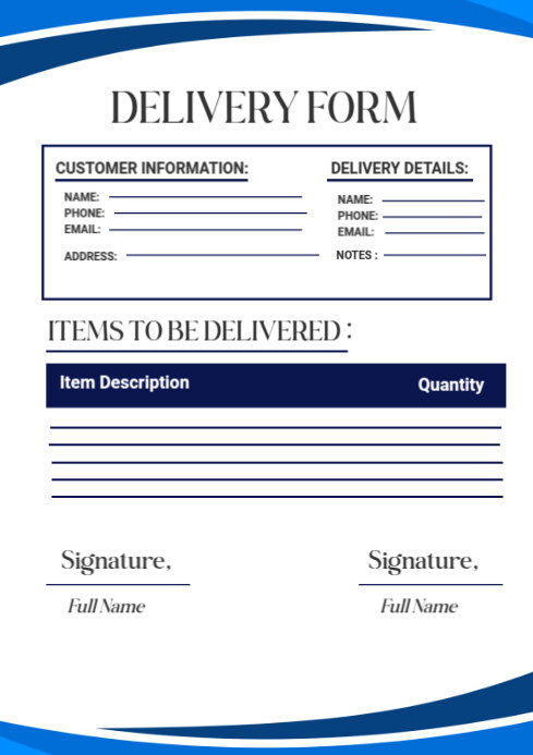 Maximalist Delivery Form A4 template