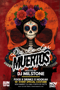 Maximalist Dia De Los Muertos Poster template