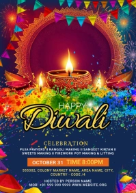 Maximalist Diwali Celebrations Flyer A1 template