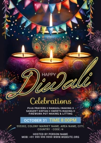 Maximalist Diwali Celebrations Flyer A1 template