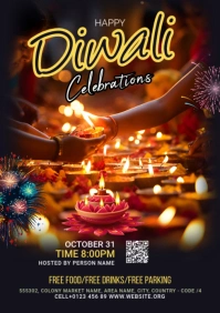 Maximalist Diwali Celebrations Flyer A2 template