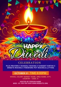 Maximalist Diwali Celebrations Flyer A2 template