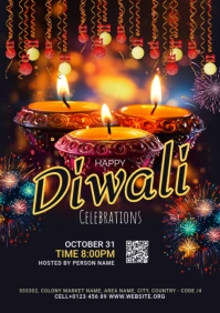 Maximalist Diwali Celebrations Flyer A2 template