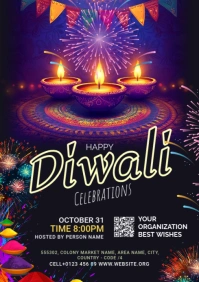 Maximalist Diwali Celebrations Flyer A2 template