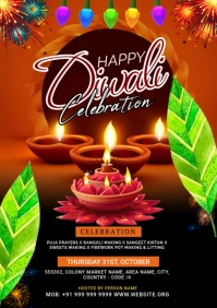 Maximalist Diwali Celebrations Flyer A5 template