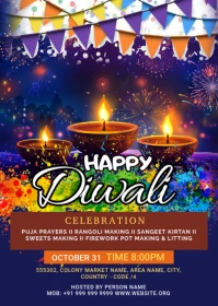 Maximalist Diwali Celebrations Flyer A6 template