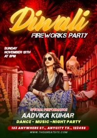 Maximalist Diwali Fireworks Party A4 template