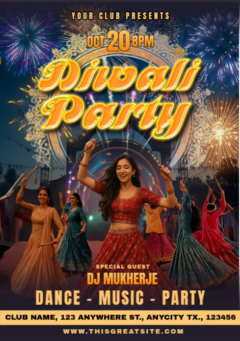 Maximalist Diwali Party Event A4 template