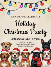 Maximalist Dog Holiday Party Christmas Party invitation Flyer (US Letter) template