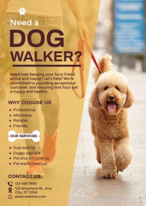 Maximalist Dog Walker Services A6 template