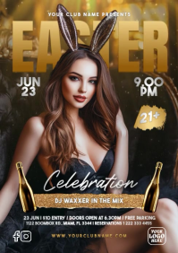 Gold Easter Club Party Nightlife Event Flyer A4 template