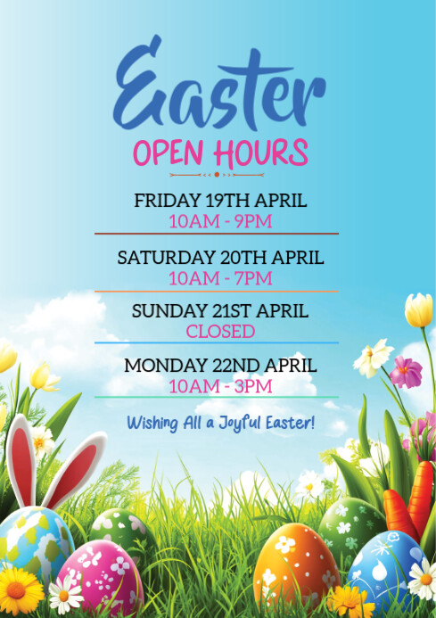 Maximalist  Easter Hours Flye A4 A4 template
