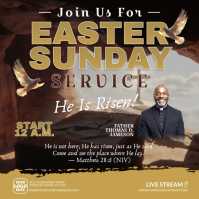 Gold Easter Sunday Church Service He Is Risen Square Video template
