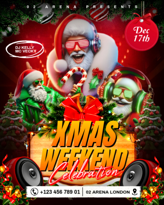 Maximalist Editable Xmas Weekend Celebration Party Template | Free ...
