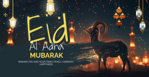黑色 Maximalist  Eid Al Adha Facebook Event Cover Sampul Acara Facebook Template