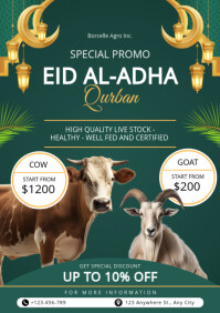 สีเขียว Eid al-Adha Qurban Promotion A4 Template