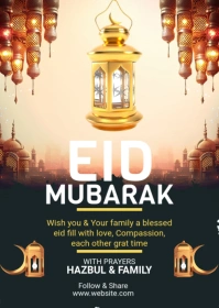 Maximalist Eid Greetings Flyer Template A6