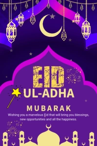 Maximalist Eid Mubarak Pinterest Graphic template