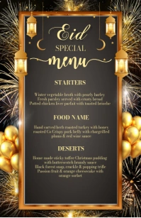 Maximalist Eid Special Menu Card Design Half Page Wide template