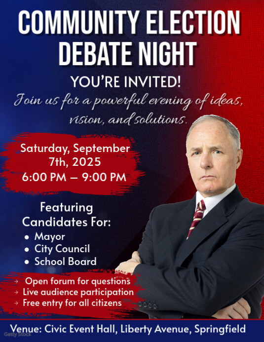 Maximalist Election Debate Flyer (us Letter) Template | PosterMyWall