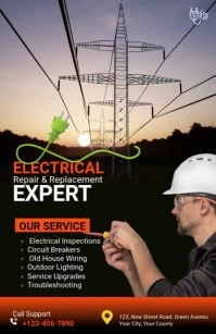 Maximalist Electrical Repair Services Tabloid template