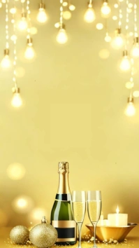 Maximalist Elegant Gold Celebration Background – Champagne & Lights Digital Display (9:16) template