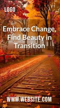 Maximalist Embrace Change – Autumn Leaves Inspirational Background Digital Display (9:16) template
