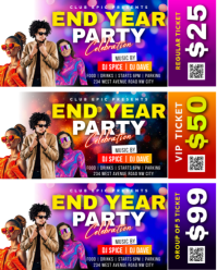 Maximalist End Year Happy New Year Celebration Night Club Music Dj Event Pass Vip Printable Ticket T Instagram Portrait template