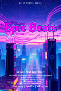 Blue Epic Beats Event Poster Template