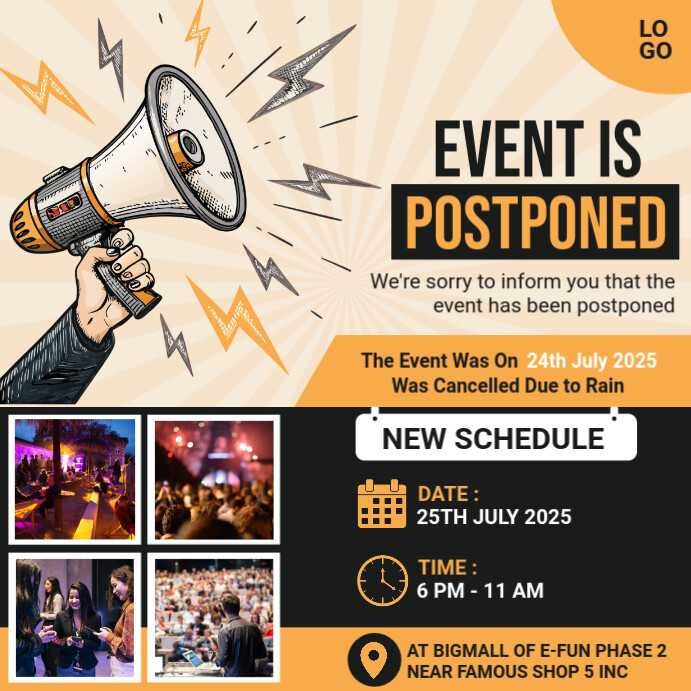 Example Postpone Poster Copy of Maximalist Event Is Postponed Instagram Post | PosterMyWall