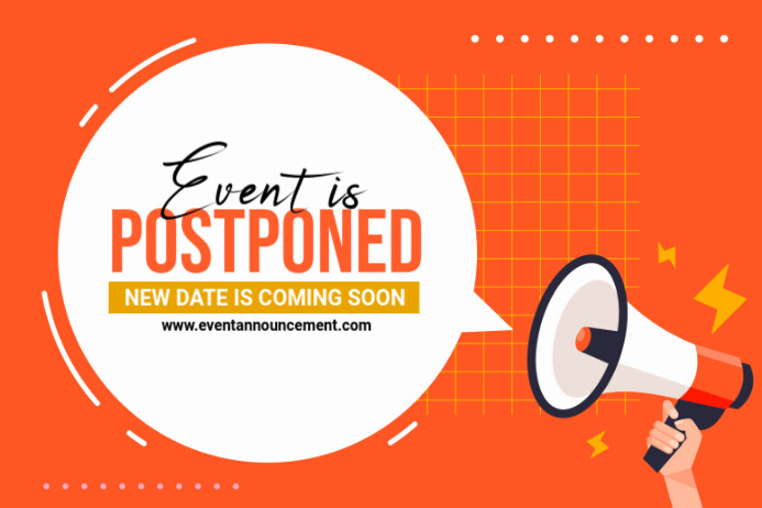 Postpone Event Example Maximalist Event Is Postponed Label Template | PosterMyWall