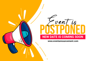 Biały Event Postponement Announcement Etiket Template