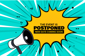 Turkusowy Maximalist Event Is Postponed Label Etiket Template