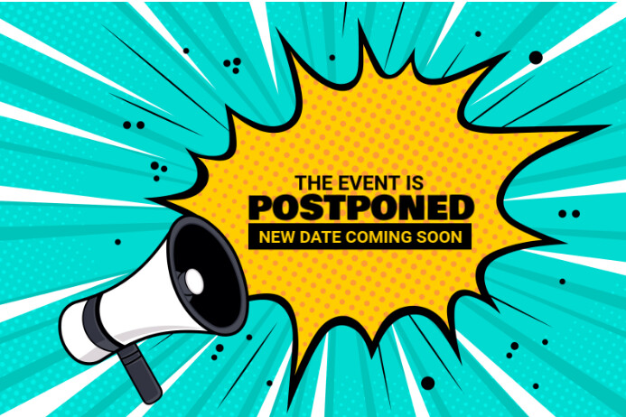 Maximalist Event Is Postponed Label Rótulo template