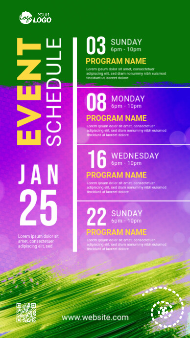 Maximalist Event Schedule Design Template Instagram Story