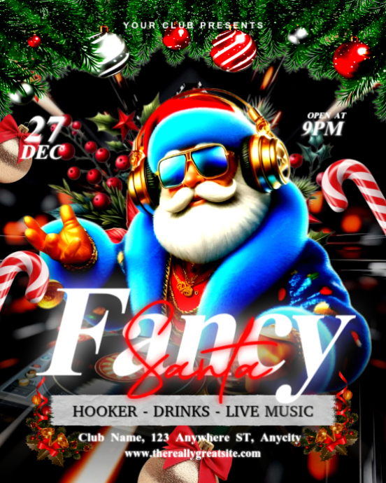 Maximalist Fancy Santa Party Template | Christmas Party Flyer Design Instagram Portrait