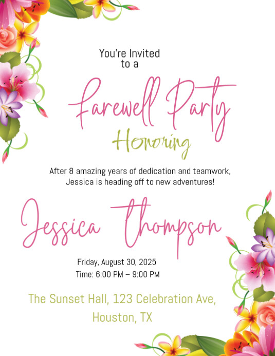 Maximalist Farewell Greeting Card Flyer Flyer (us Letter) Pamflet (VSA Brief) template