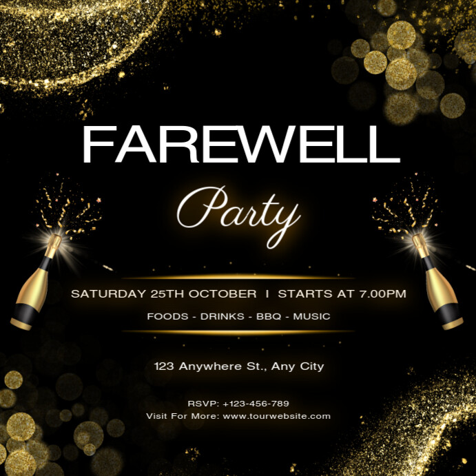 Maximalist Farewell Party Invitation Flyer Design  Instagram Post template
