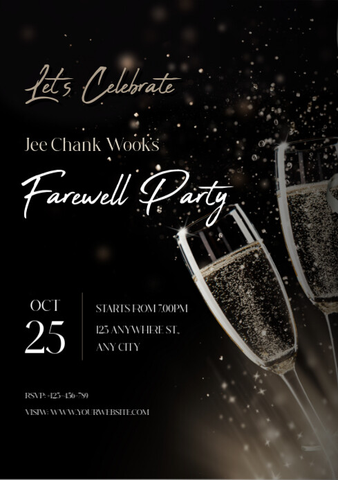 Maximalist Farewell Party Invitation Flyer Template Design A4