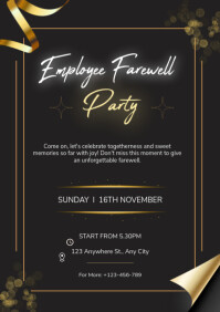 Maximalist Farewell Party Invitation Flyer Template Design A4