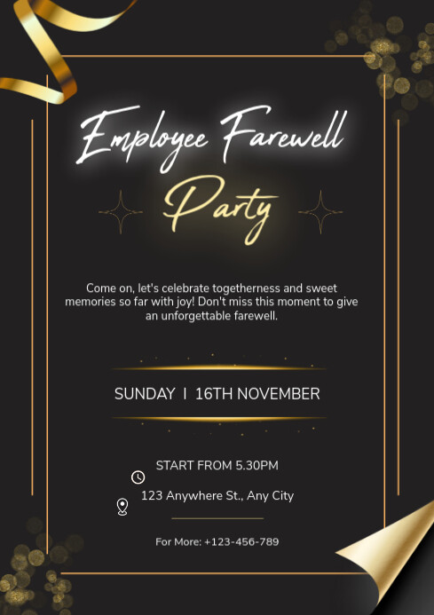 Maximalist Farewell Party Invitation Flyer Template Design A4