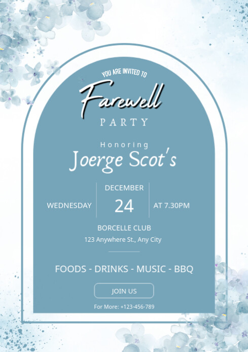 Maximalist Farewell Party Invitation Flyer Template Design A4
