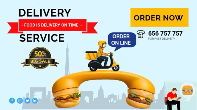 Maximalist Fast Food Delivery Digital Display template
