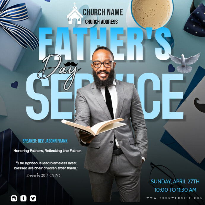 Maximalist Father's Day Church Service Instagram Post Wpis na Instagrama template