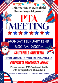 Maximalist February School Pta Meeting Invitation A4 template